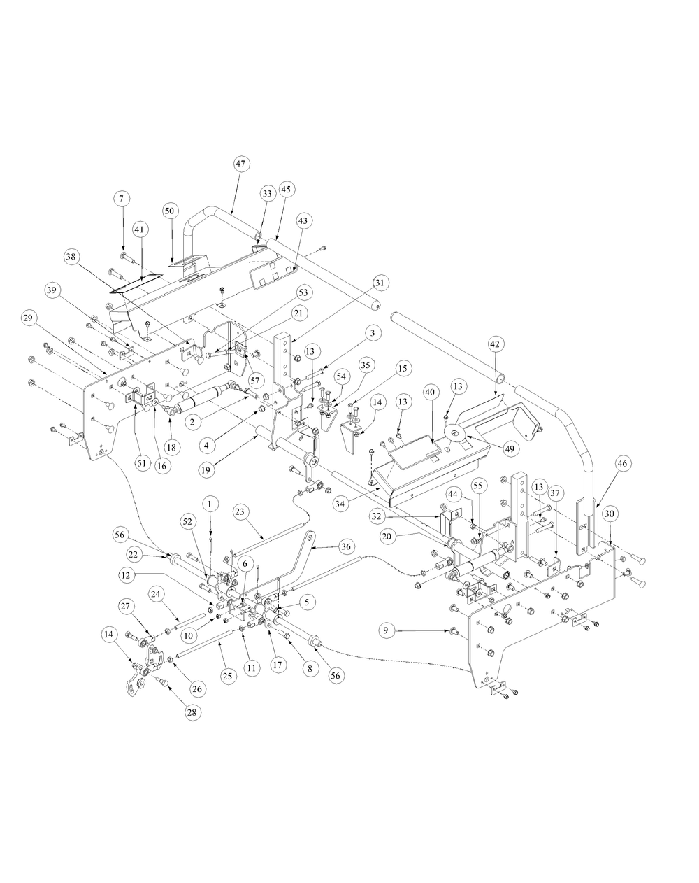 Control Assembly Diagram and Parts List for M48-KW 53AB5DAV150-19-HP Cub Cadet Lawn Tractor
